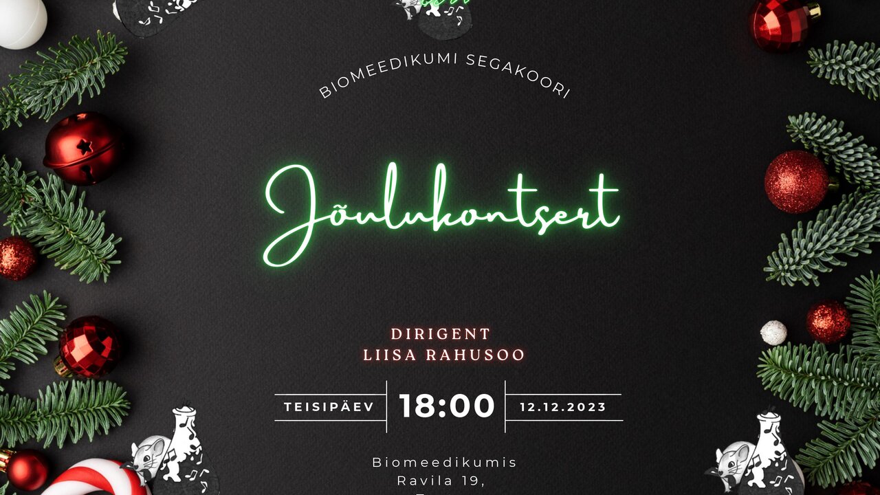 Biomeedikumi segakoori jõulukontserdi plakat